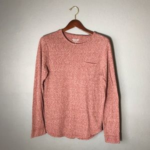 Long Sleeve Heathered Red Pocket Tee